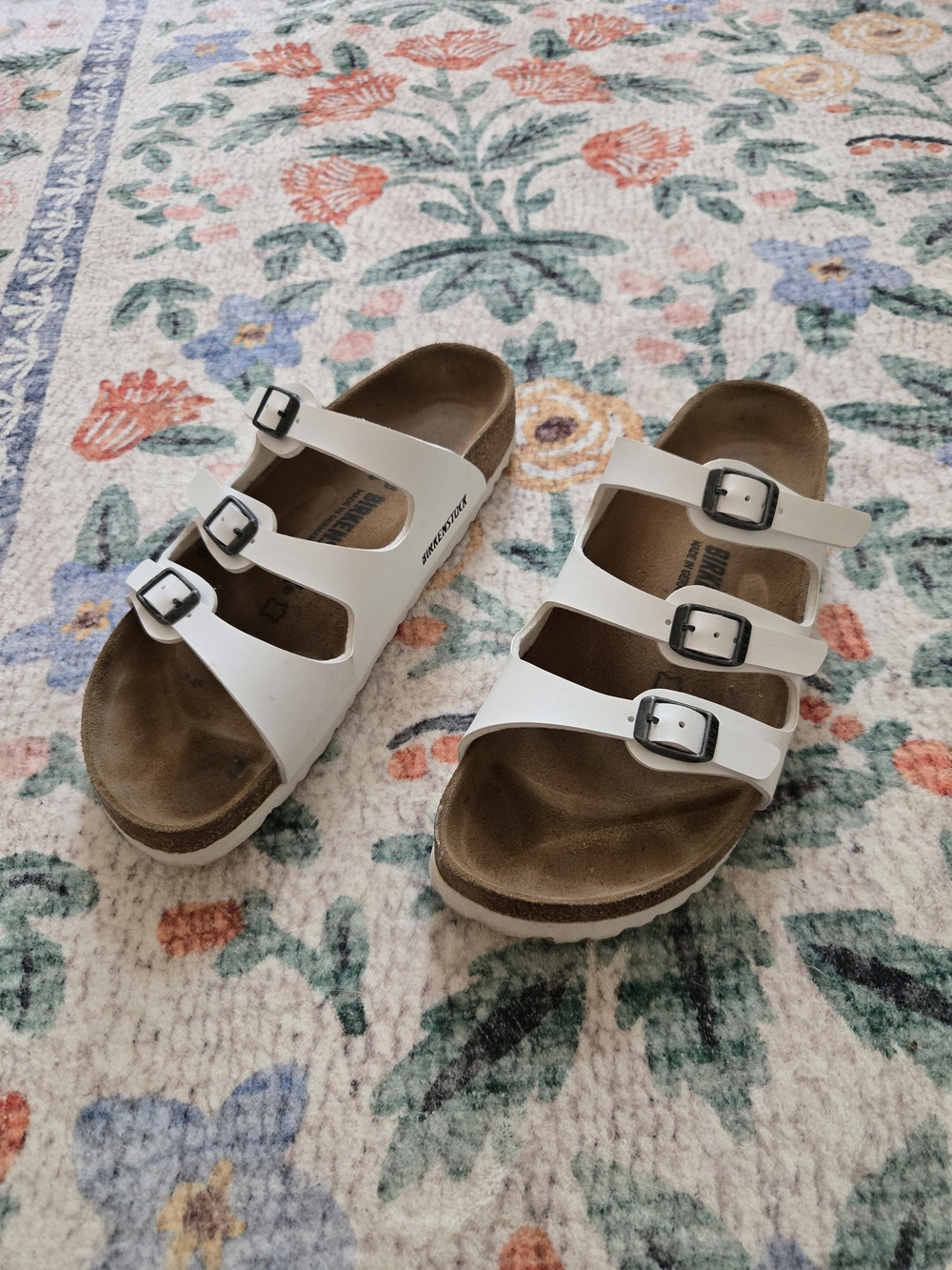Birkenstock Three-Strap Florida Style White Sandals